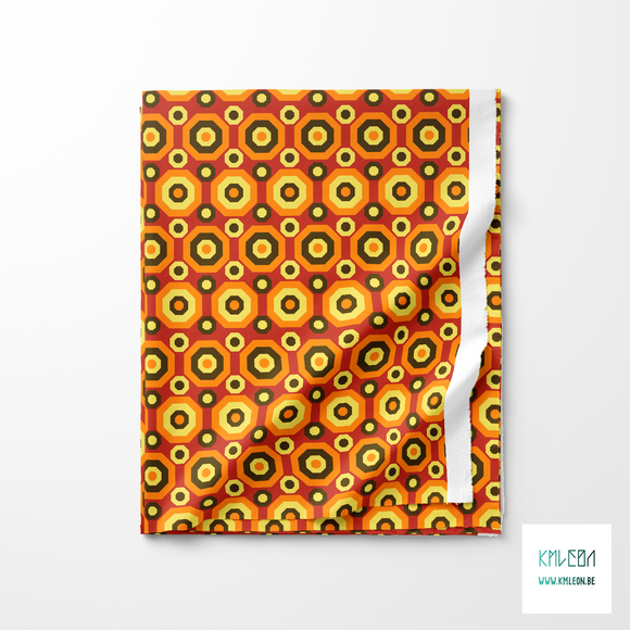 Retro octagons in brown, orange and yellow fabric