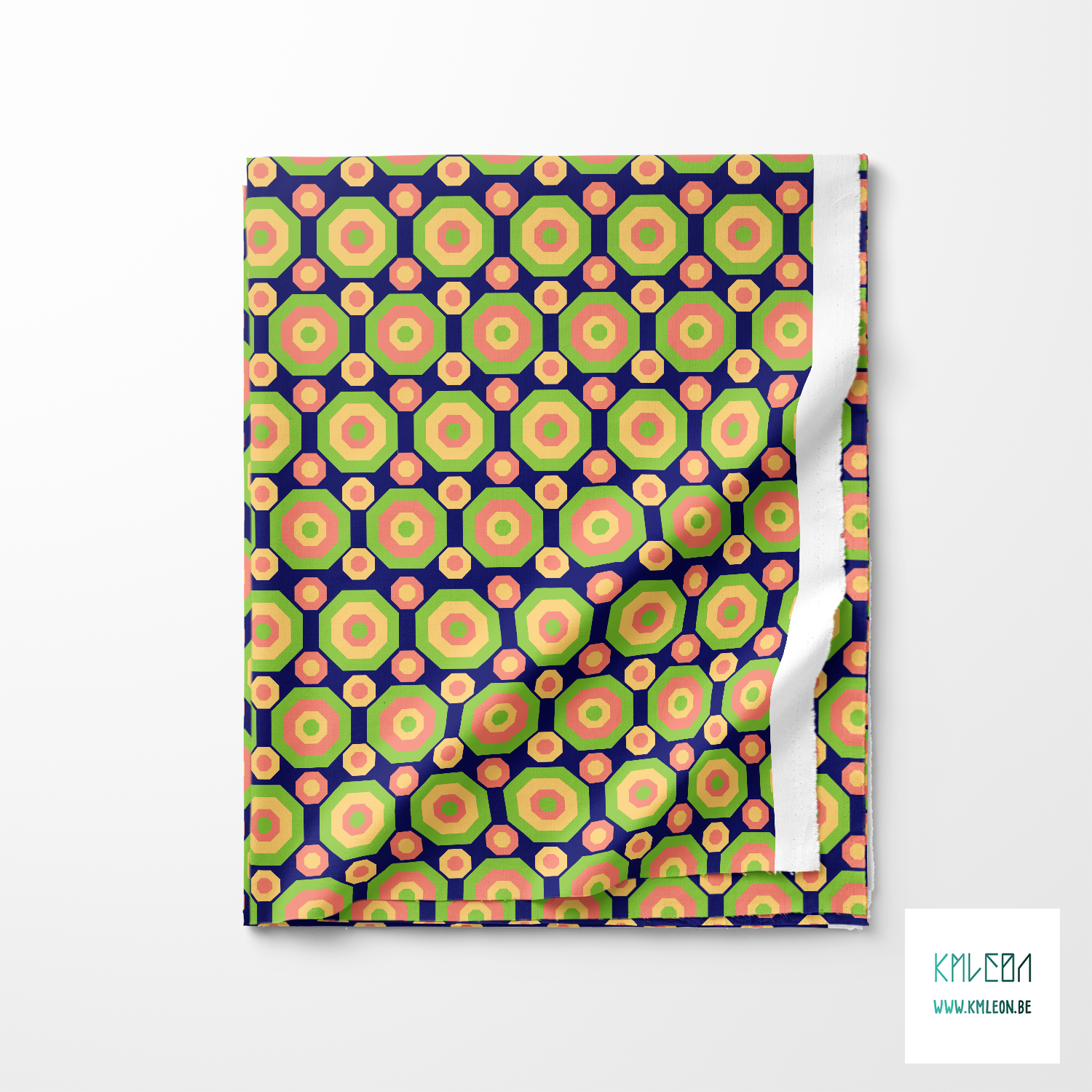 Retro octagons in yellow, green and pink fabric