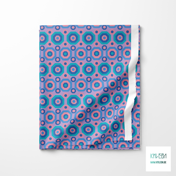 Retro octagons in blue, pink and teal fabric