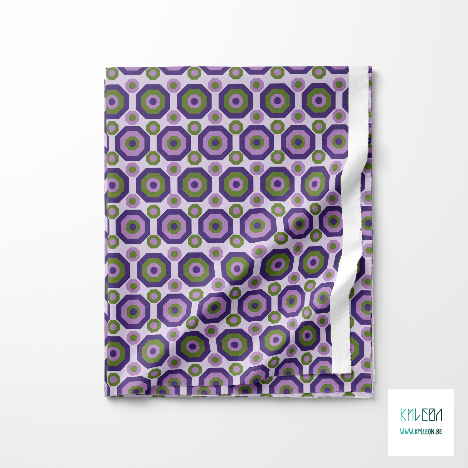 Retro octagons in purple and green fabric