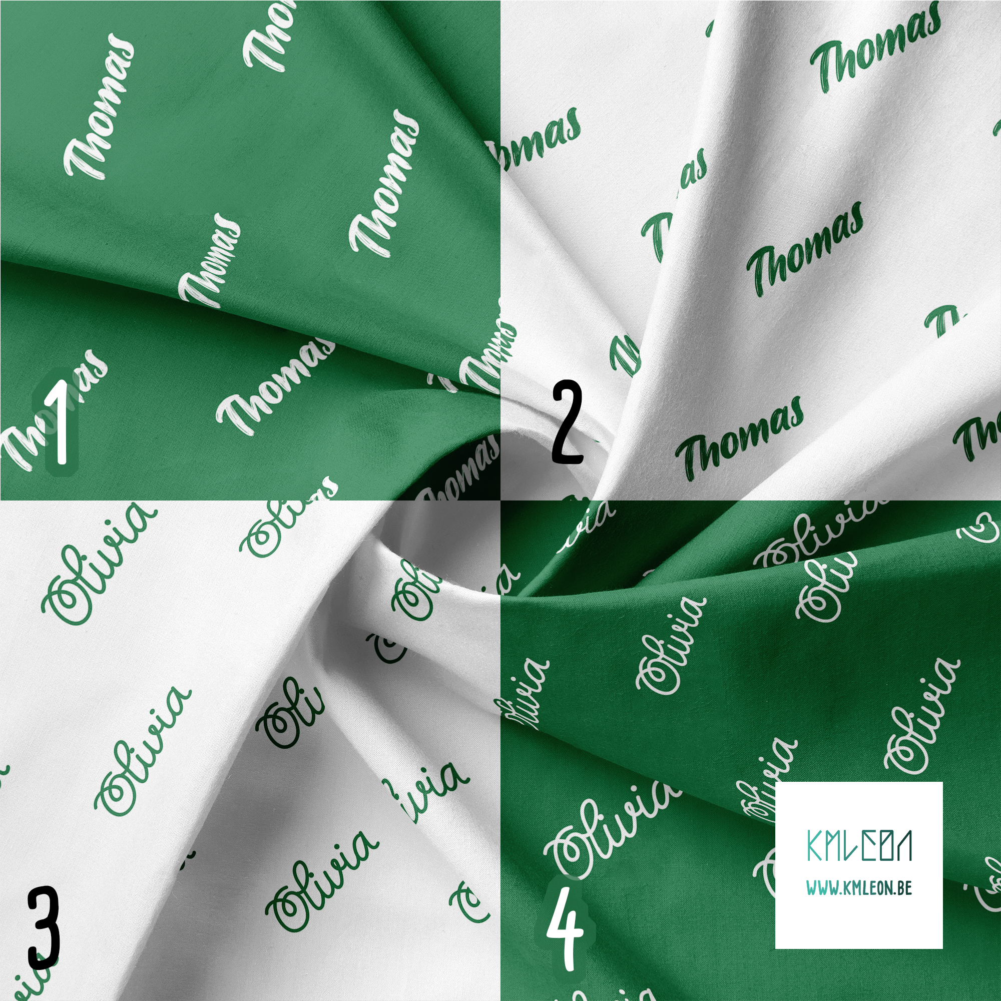 Personalised fabric in dark spring green