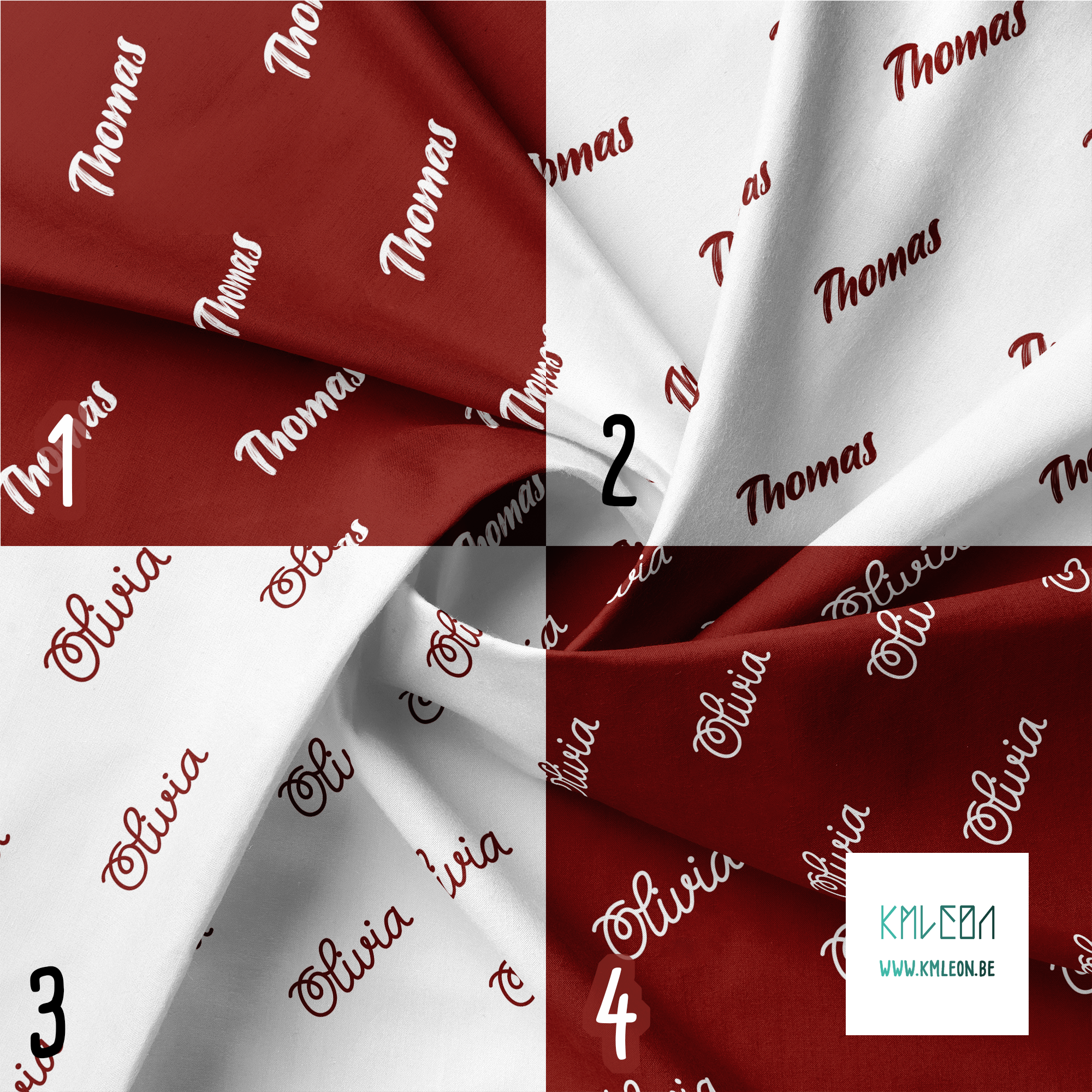 Personalised fabric in falu red