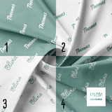 Personalised fabric in aqua blue