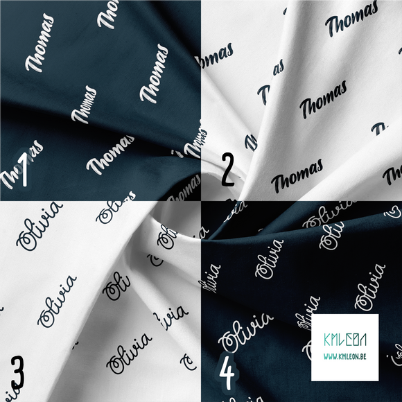 Personalised fabric in dark teal