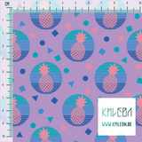 Pink pineapples and blue circles fabric