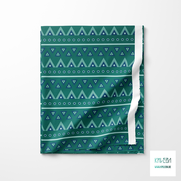 Green and blue circles and triangles fabric