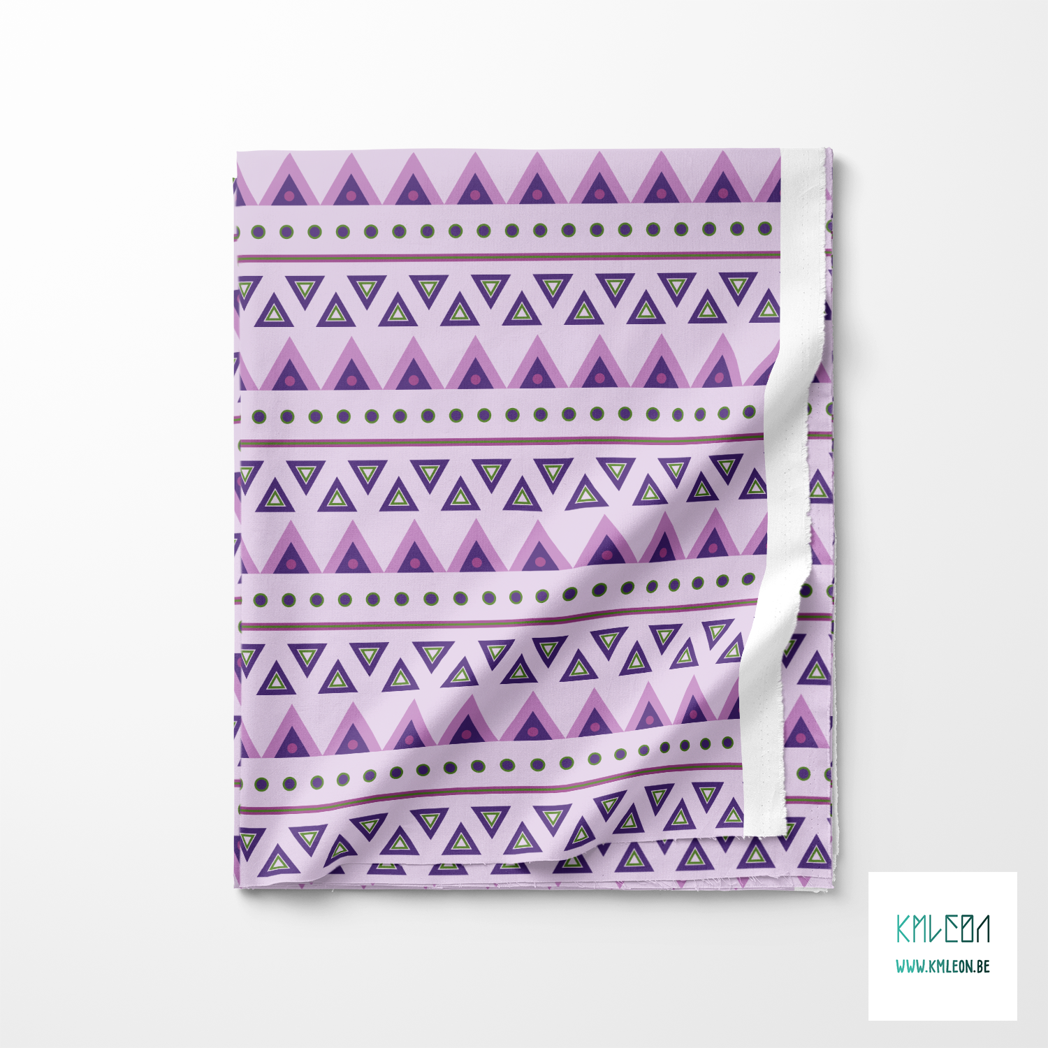 Purple and green circles and triangles fabric