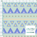 Yellow, periwinkle and pink circles and triangles fabric