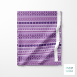 Geometric shapes in purple fabric