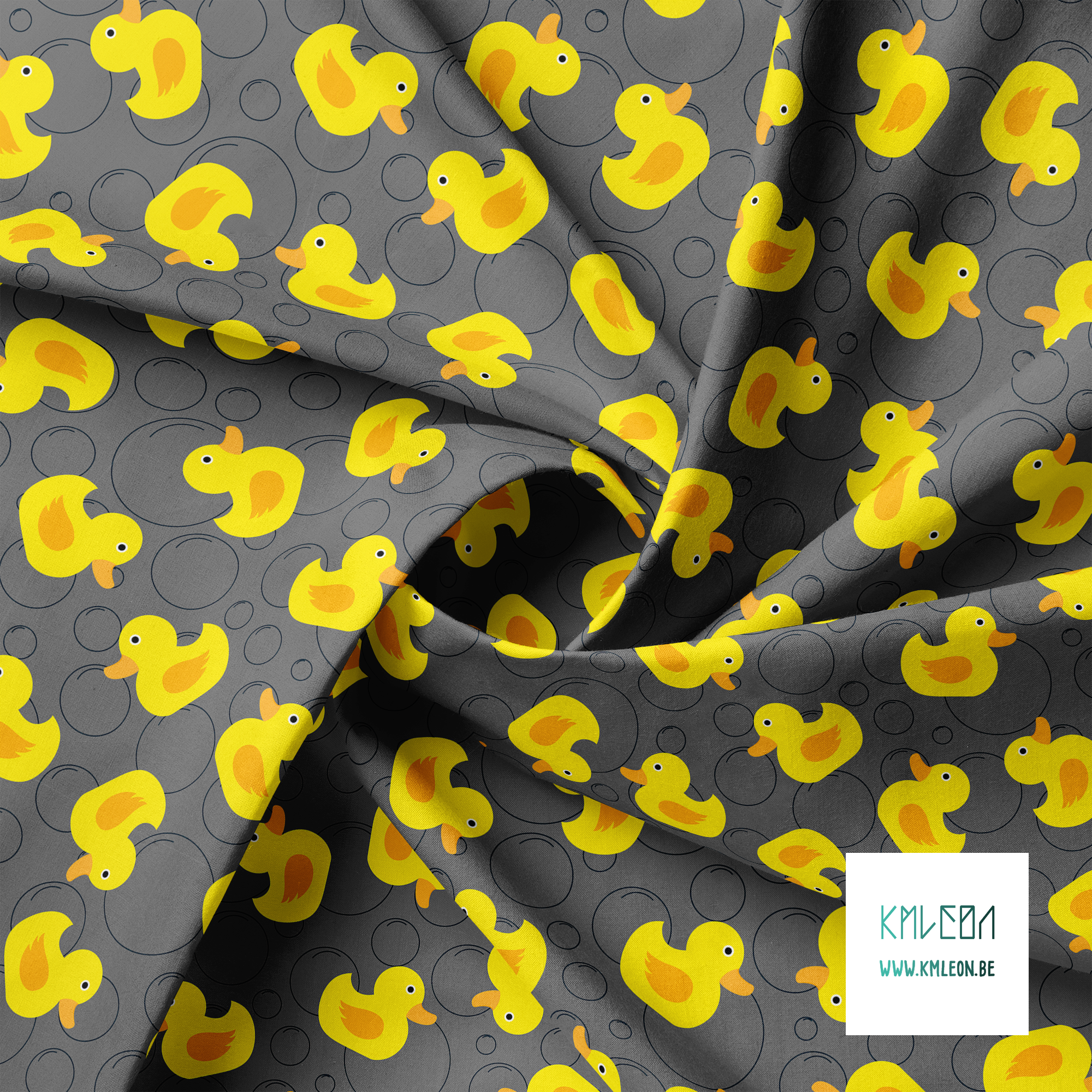 Rubber ducks and bubbles fabric