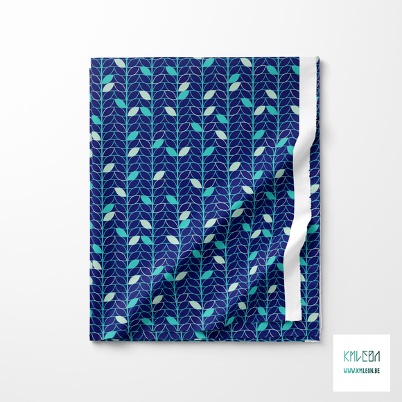 Teal leaves fabric