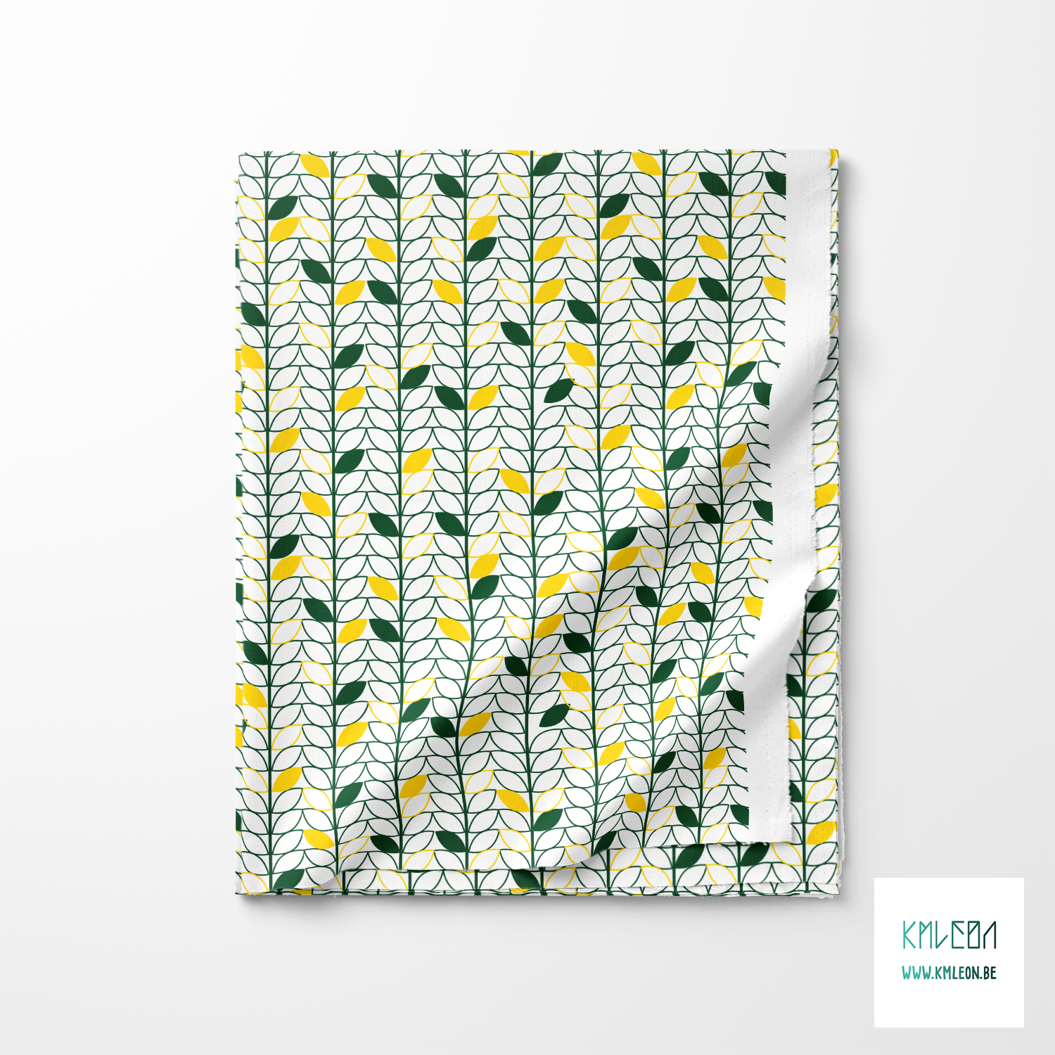 Green and yellow leaves fabric