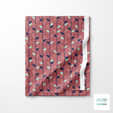 Mint green and navy leaves fabric