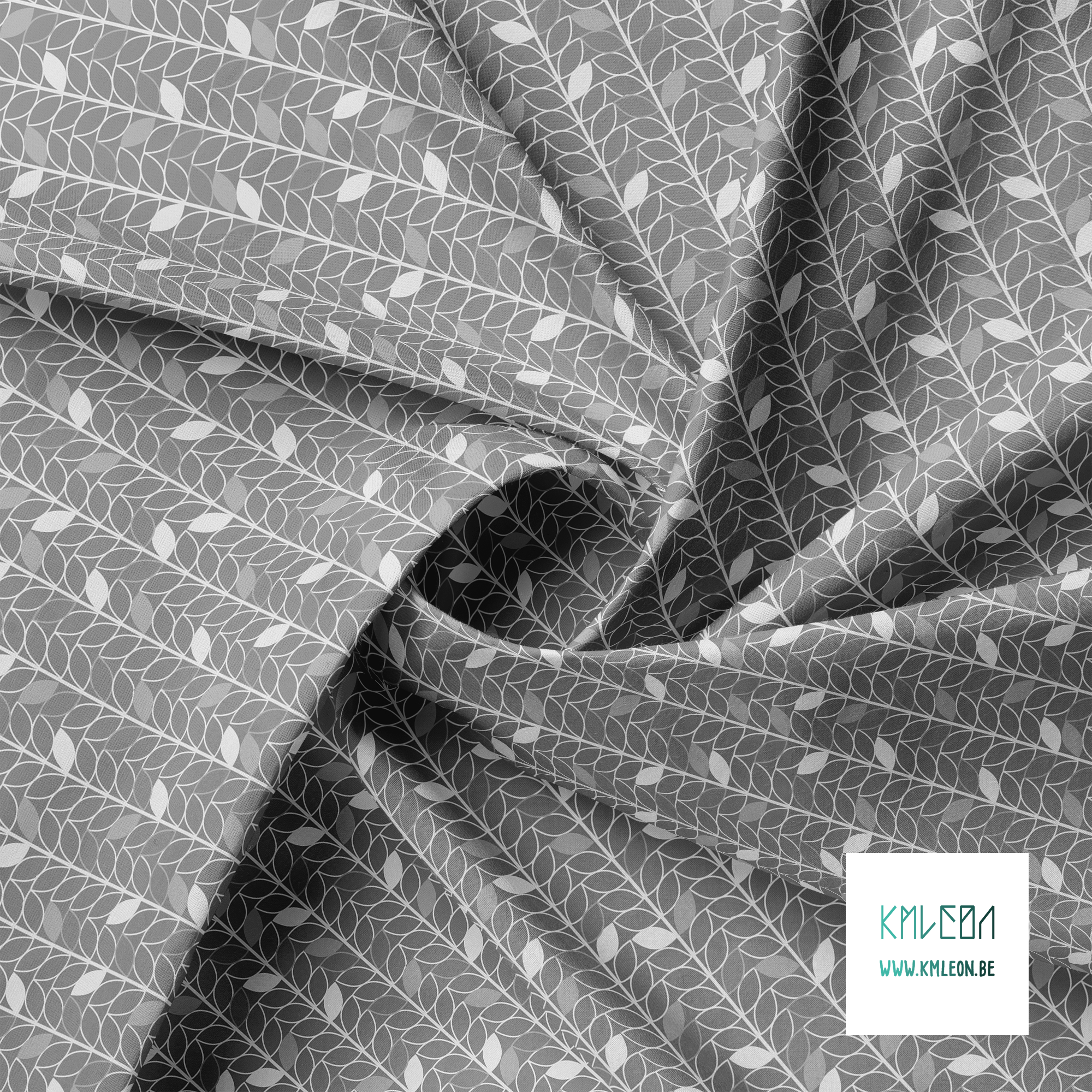 Grey leaves fabric