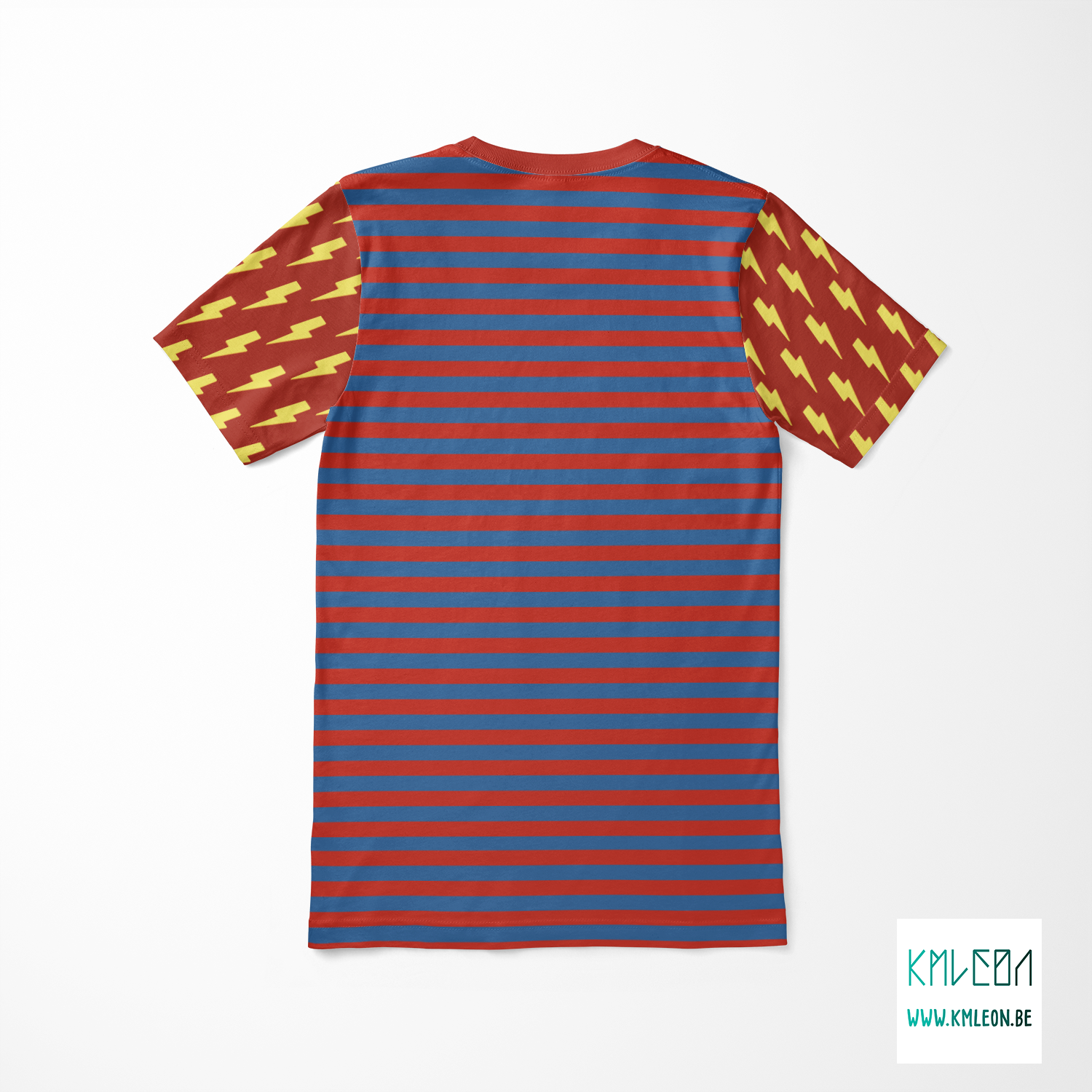 Stripes and lightening cut and sew t-shirt