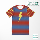 Stripes and lightening cut and sew t-shirt