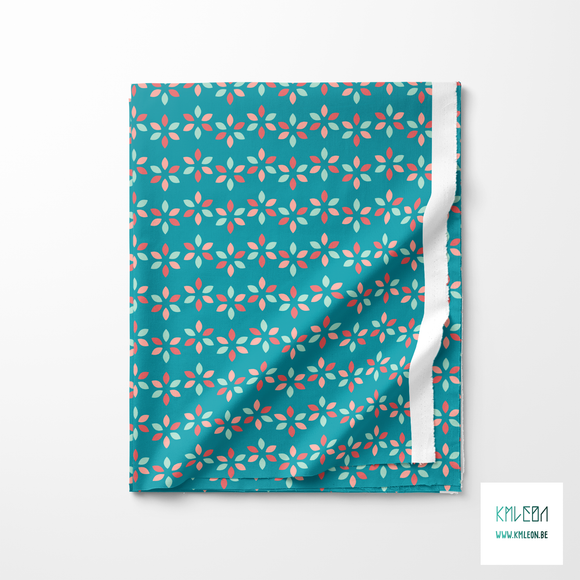 Pink and mint green flowers fabric