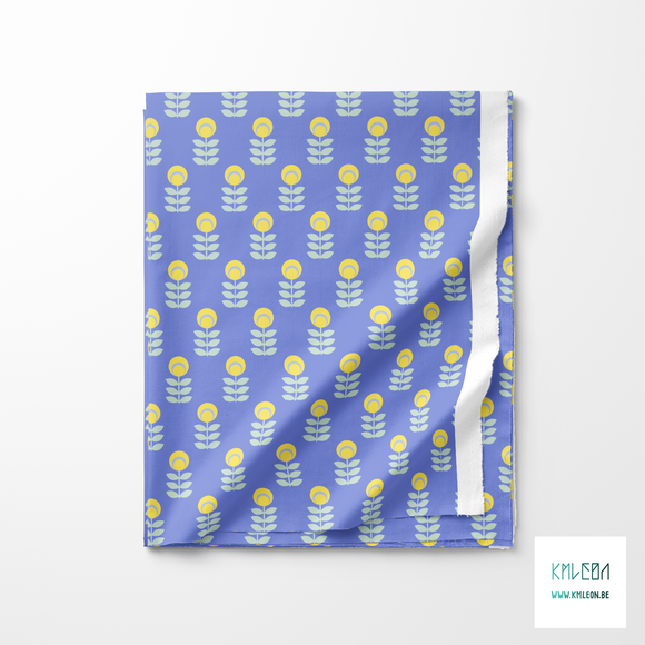 Yellow and green scandi flowers fabric