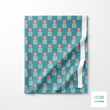 Pink and mint green scandi flowers fabric