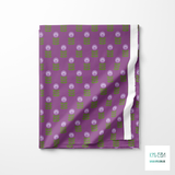 Purple and green scandi flowers fabric