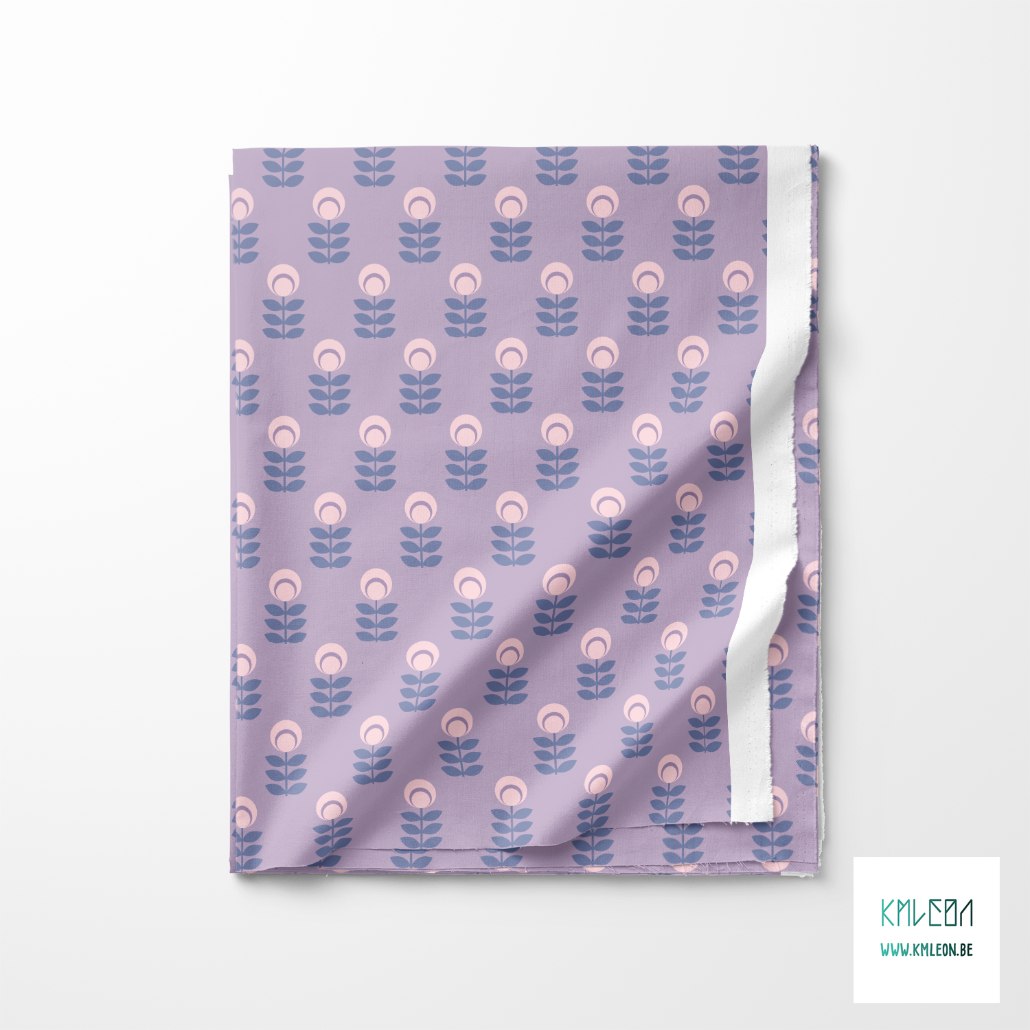 Pink and blue scandi flowers fabric