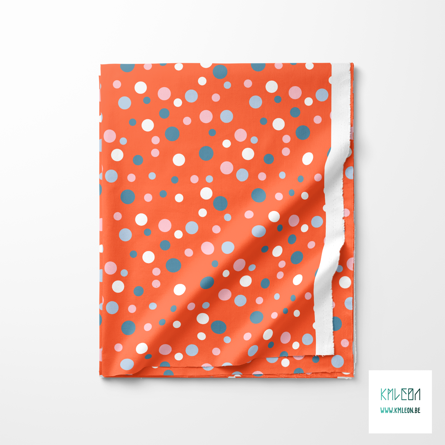 Random blue, white and pink polka dots fabric