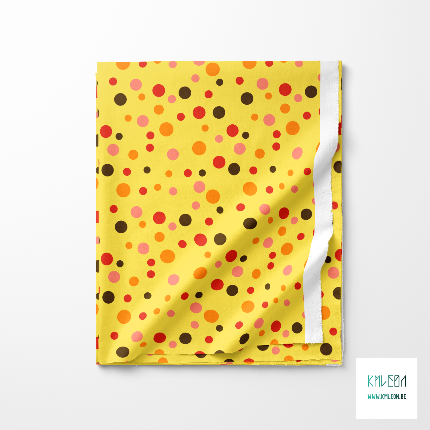 Random brown, orange and red polka dots fabric