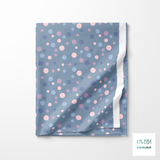 Random blue, purple and pink polka dots fabric