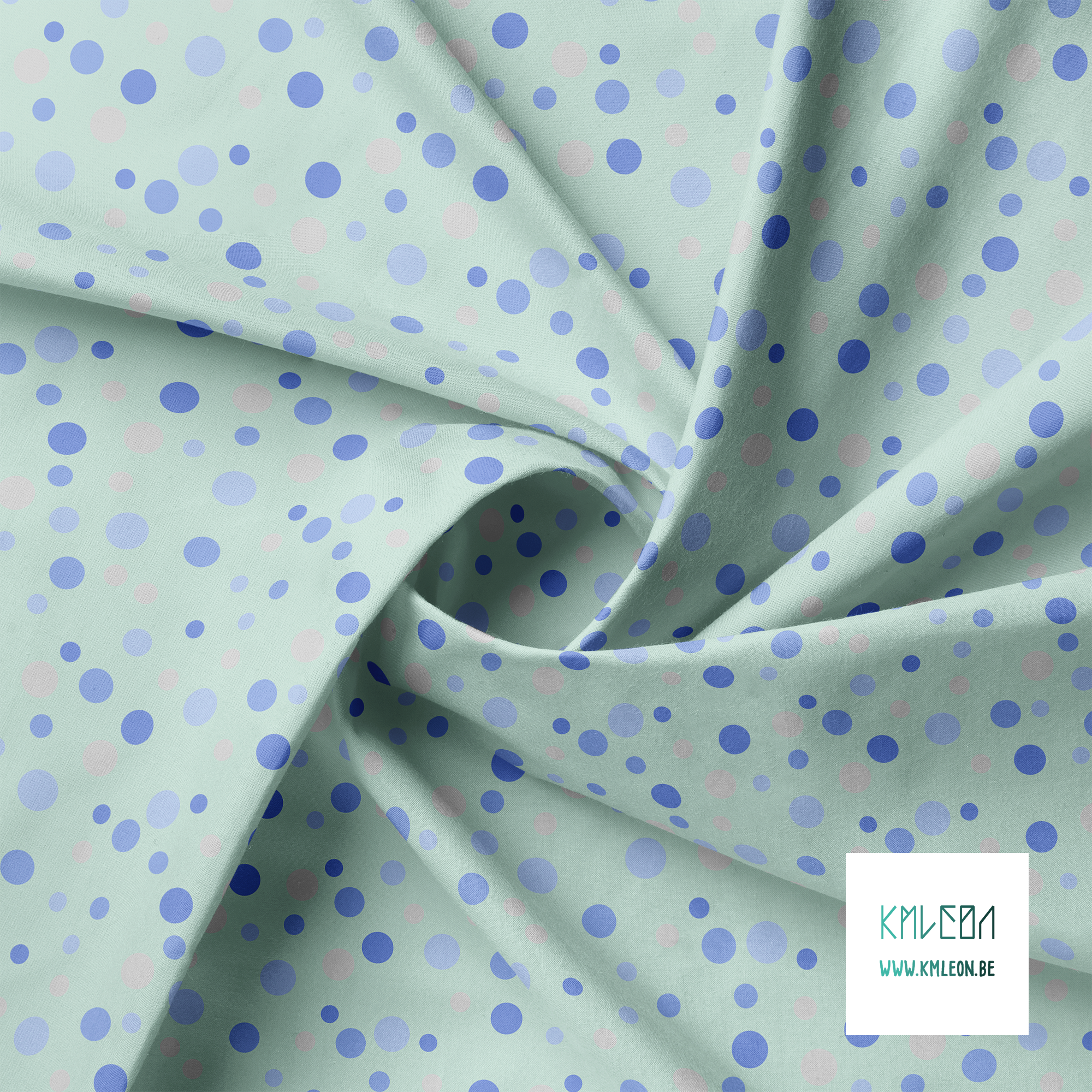 Random grey and periwinkle polka dots fabric