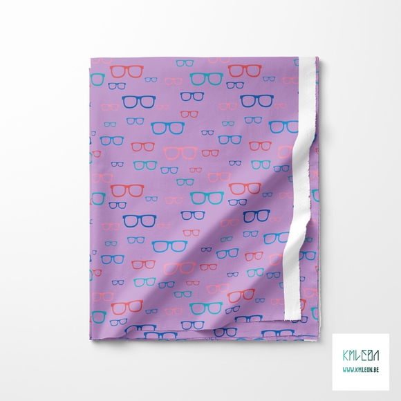 Blue, teal, pink and red glasses fabric