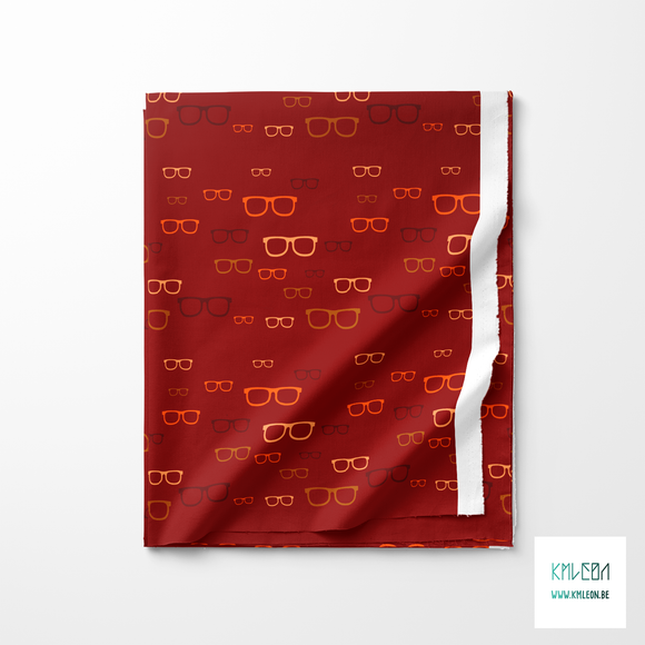 Orange, beige and brown glasses fabric