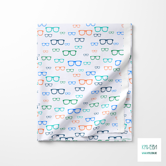 Blue, orange and green glasses fabric