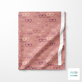 Purple, pink and cream glasses fabric