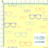 Purple, pink, orange and blue glasses fabric