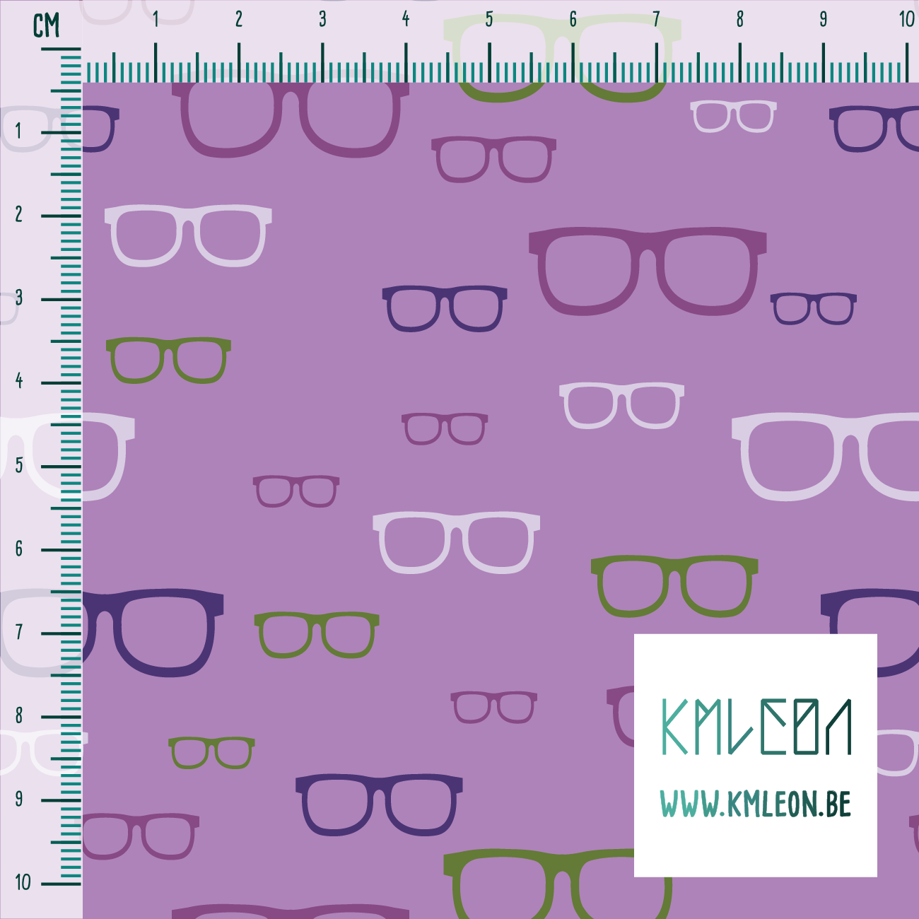 Purple and green glasses fabric