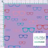 Blue, teal, pink and red glasses fabric