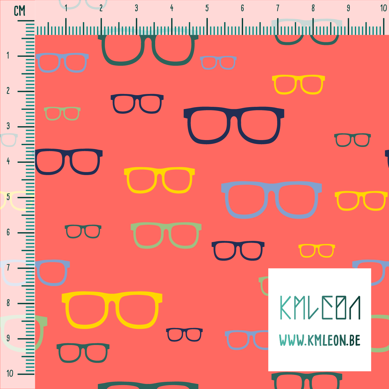 Yellow, green and blue glasses fabric