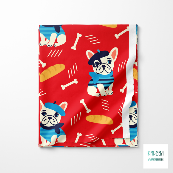 French bulldogs fabric