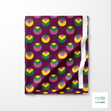 Green, yellow and pink circles and triangles fabric