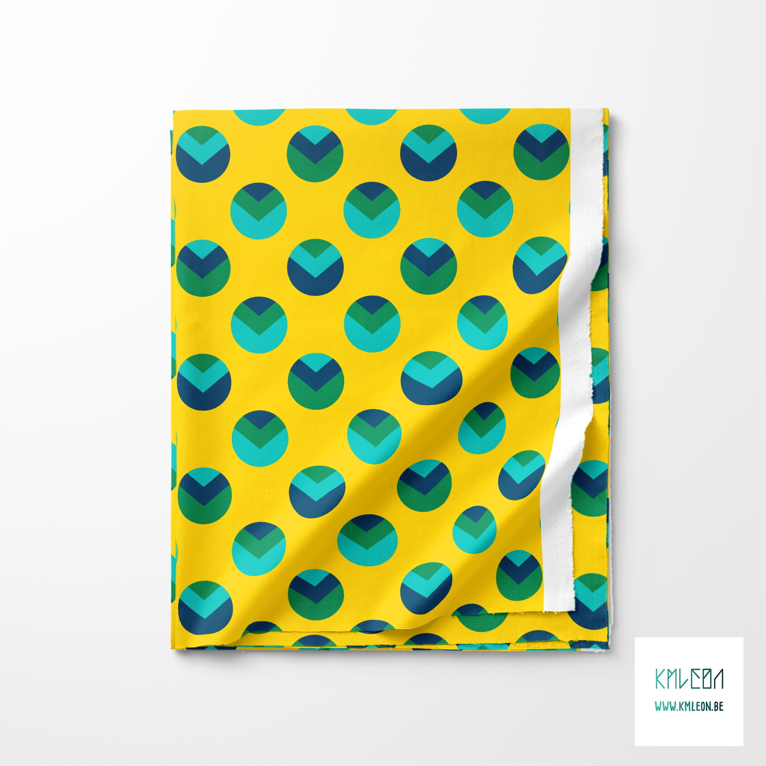 Blue and green circles and triangles fabric