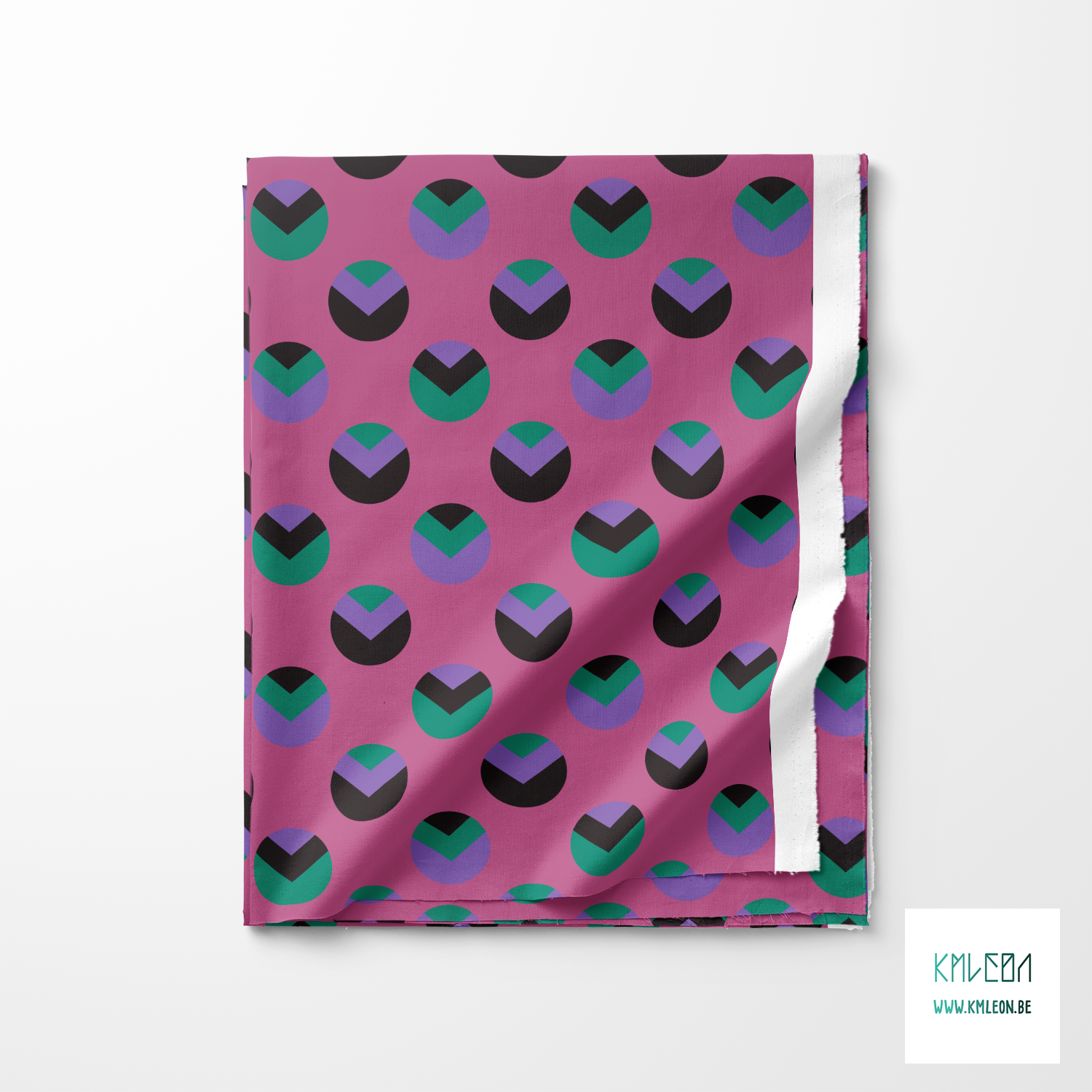 Purple, black and green circles and triangles fabric