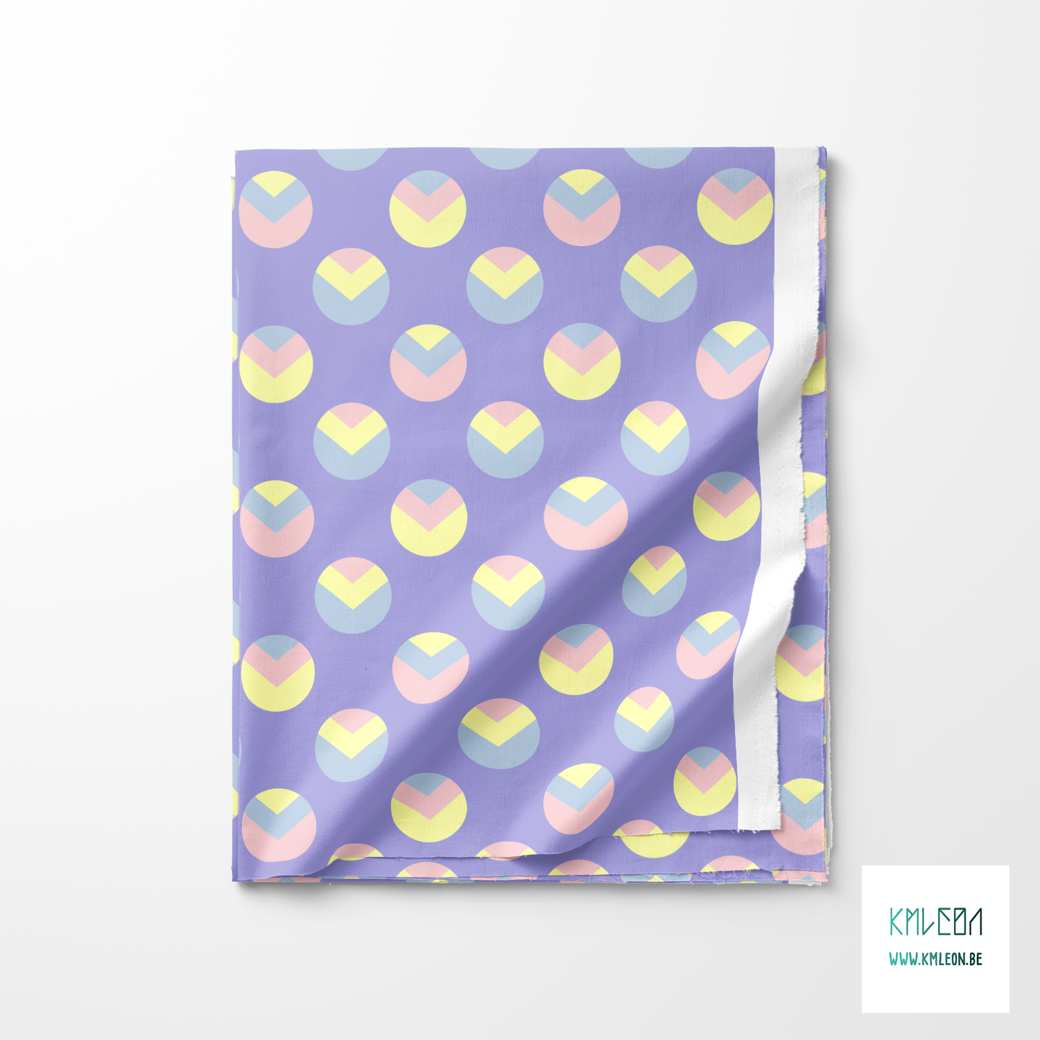 Yellow, green and pink circles and triangles fabric