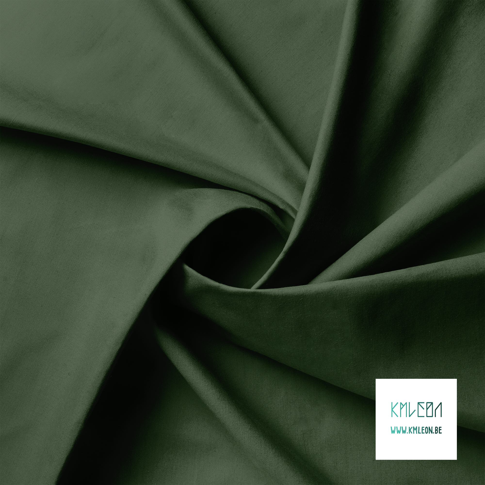 Solid dark olive green fabric