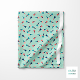 Navy, teal and pink triangles fabric