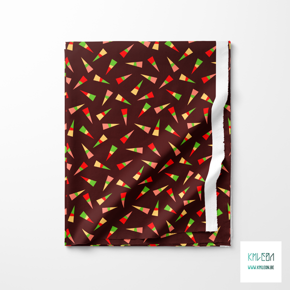 Yellow, green, red and pink triangles fabric