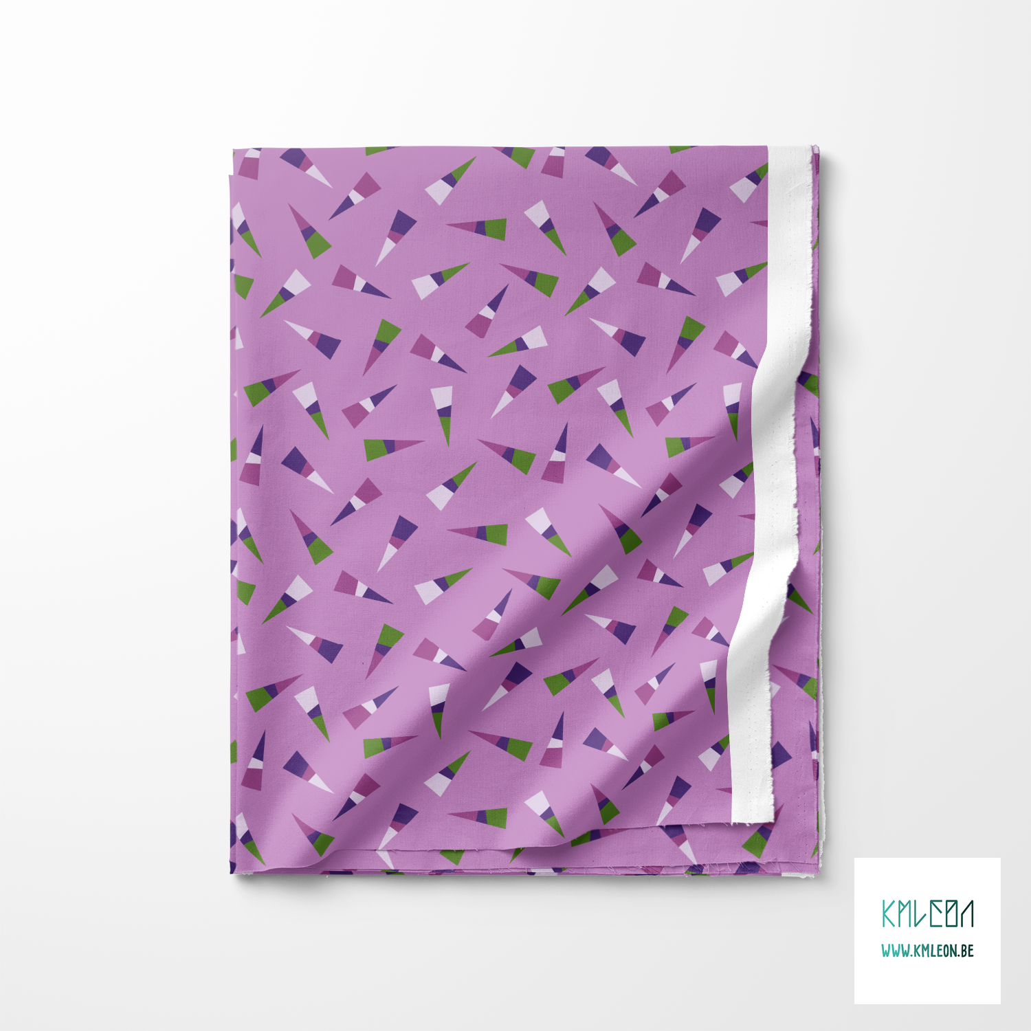 Purple and green triangles fabric