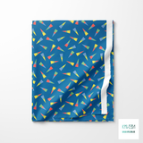 Yellow, green, blue and coral triangles fabric