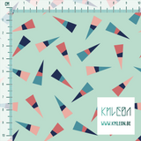 Navy, teal and pink triangles fabric