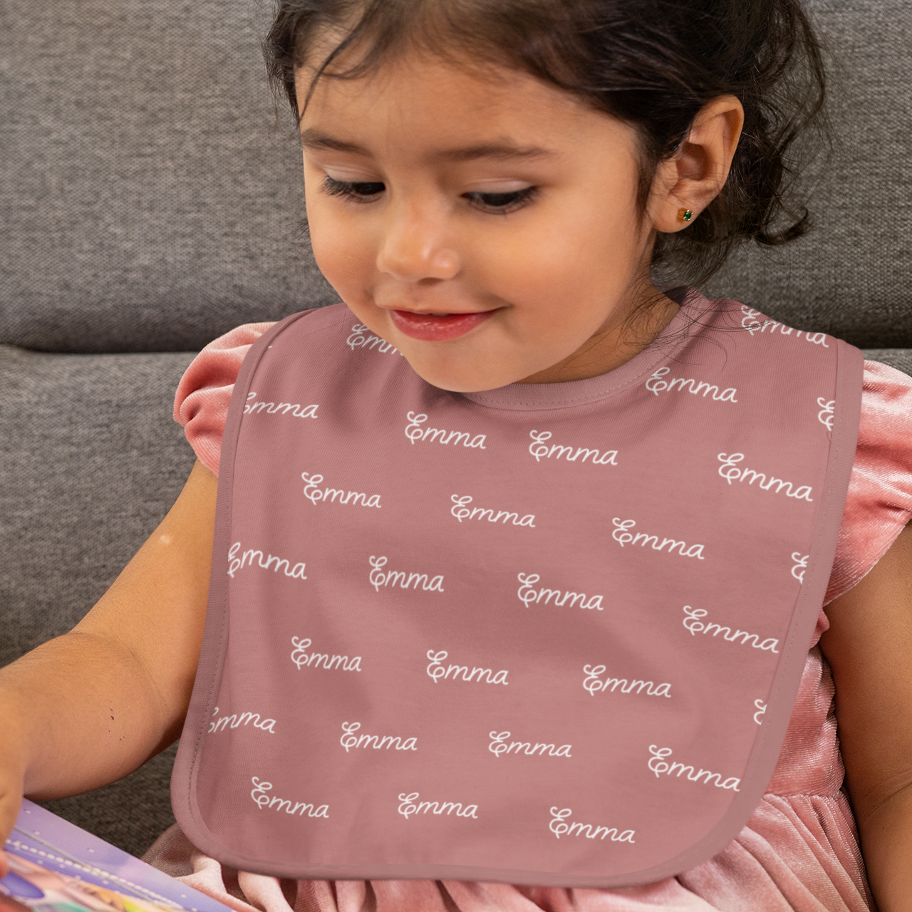 Personalised fabric in barely pink