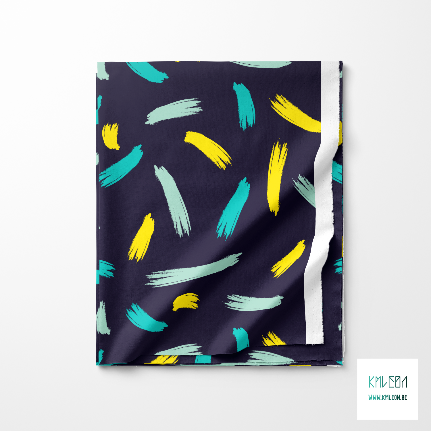 Yellow and teal brush strokes fabric